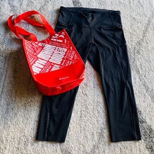 Lululemon Black Fast and Free Crop, sz 8